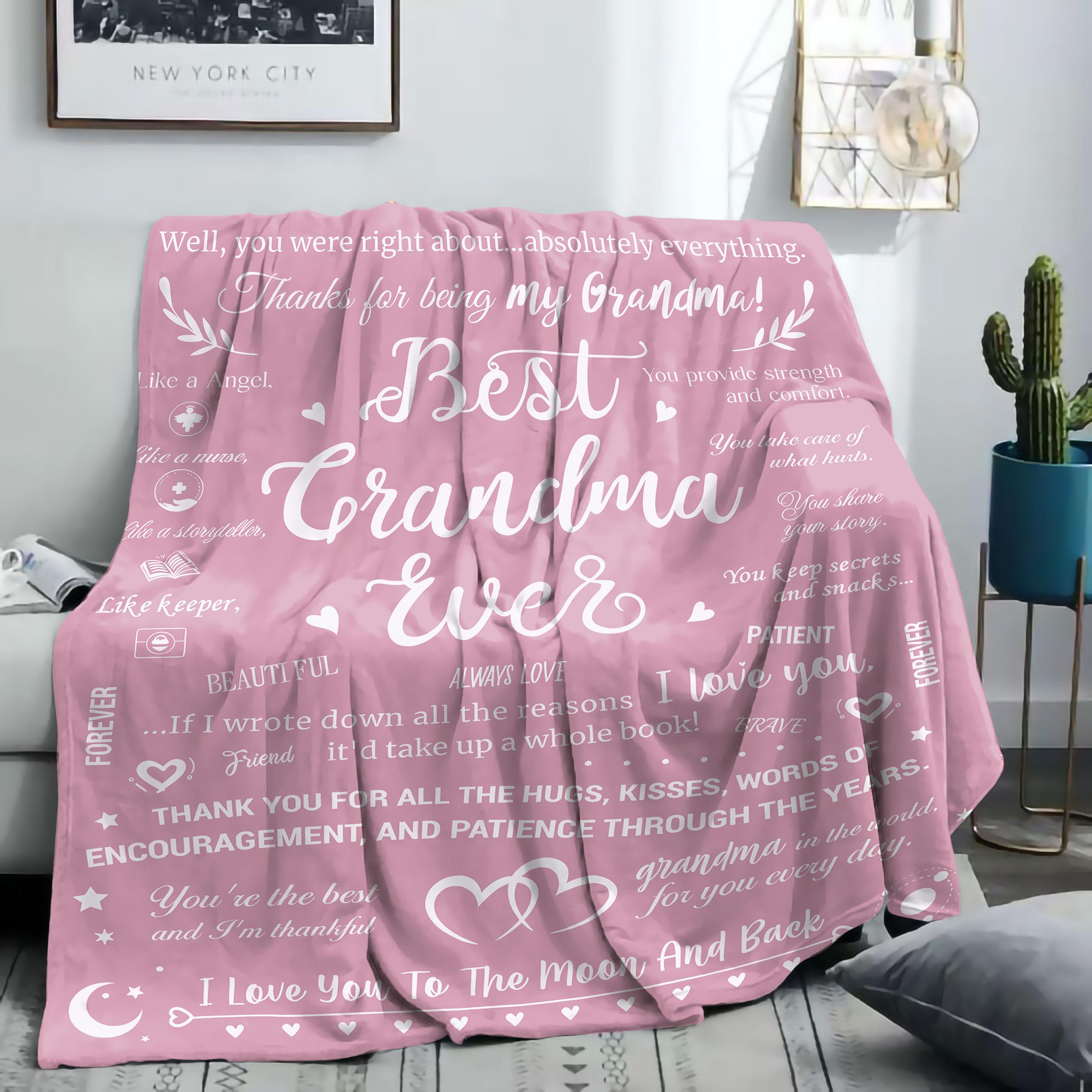 Text Element 1pc Gifts for Grandma from Grandchildren - Blanket, Birthday Nan, Presents Nana Nanny on Valentine'S Mother'S Day Christmas Fluffy Blankets, Soft And Comfortable Throw Blanket for Bed Or Office