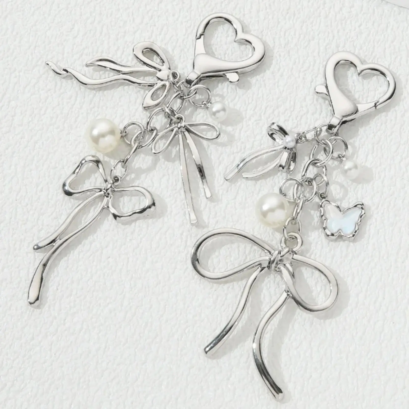 Y2K Butterfly Bow Pearl Keychain For Women, Stylish Decorative Pendant, Versatile Accessory For Handbags, Wallets And Cell Phones, Trendy Ornament For Daily Outfit Matching