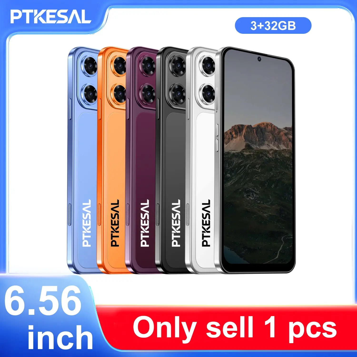 PTKESAL-18 Pro Max 6.56-inch 3GB+32GB Storage Unlocked Android Smartphone, Android 10.0 System, 3500mAh Battery, Dual SIM Dual Standby, 2MP + 5MP Camera, Face Unlock, Student-Specific Mobile Phone