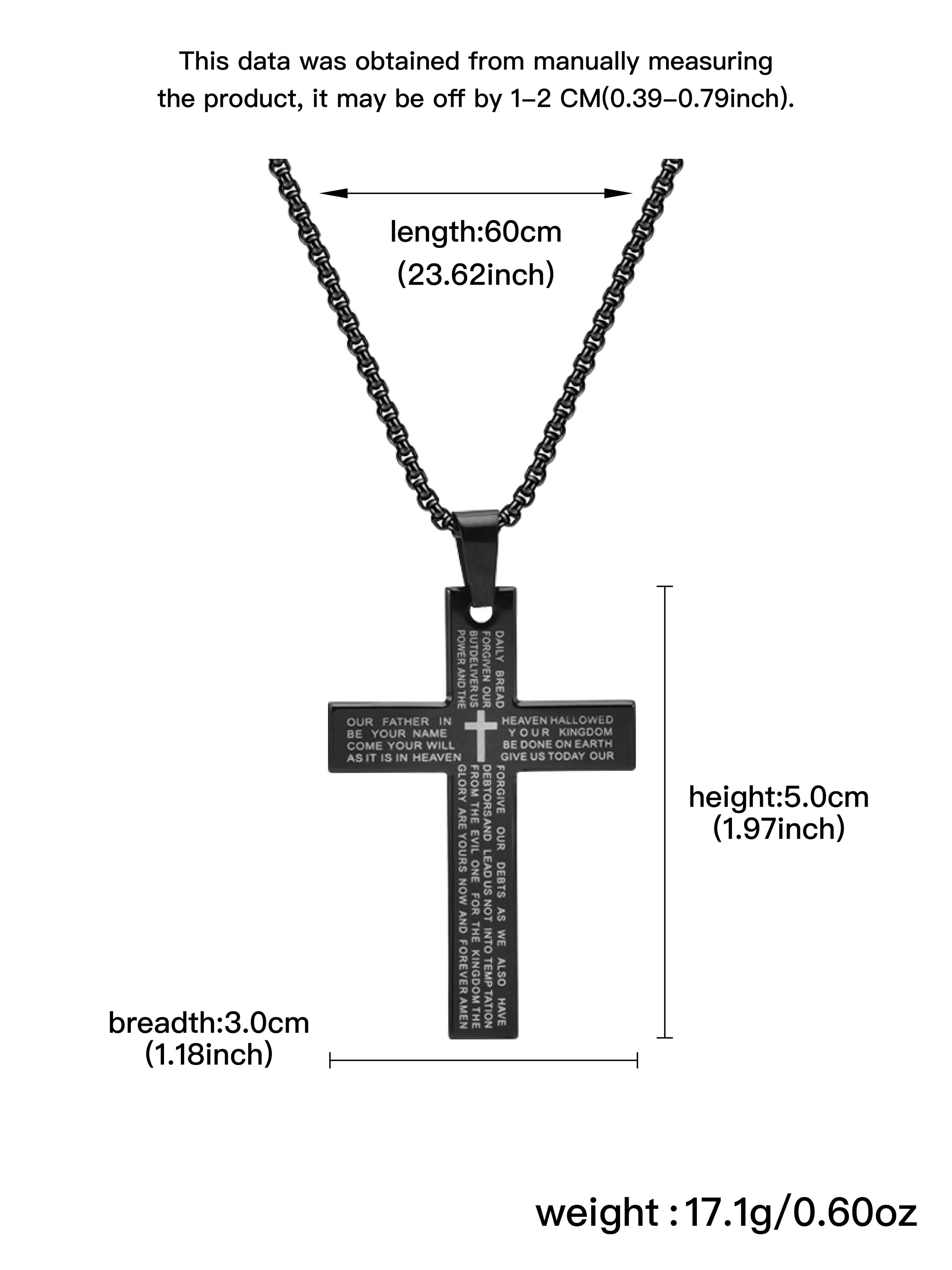 Stainless Steel Cross Pendant Necklace with Bible Verse Engraving, Unisex Jewelry with 24 Inch Chain, Perfect Gift for Any Occasion