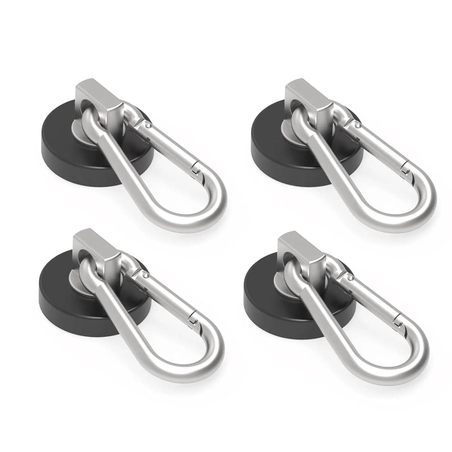 4-Pack Stainless Steel Magnetic Carabiner Compact Hooks, 50LBS Heavy Duty Neodymium Swivel, No-Drill Tool Storage for Kitchen/RV, Indoor-Outdoor Hardware Fasteners, Compact Hook
