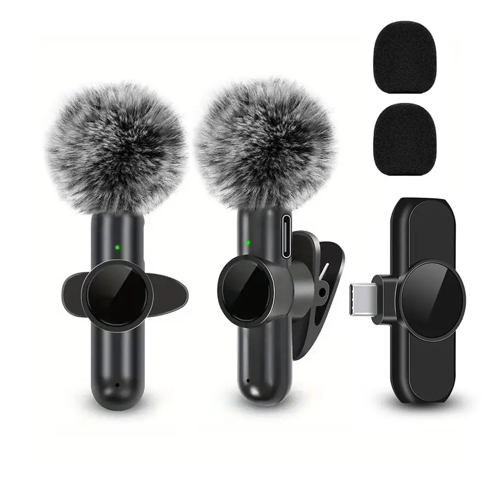 Wireless Lavalier Lapel Microphone, Plug‑Play Type‑C Receiver Clip‑on Mic Noise‑Cancelling for Vlogging, Live Stream, Interview, Video Recording for Android Smartphones