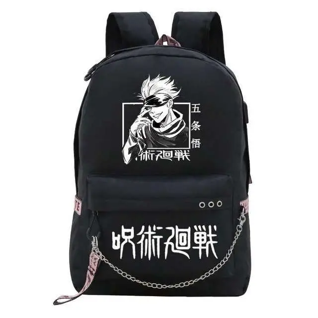 Jujutsu Kaisen Backpack, Japanese Anime Laptop Bag with USB Port, Large Storage Student Computer Backpack, Casual Business Travel Bag