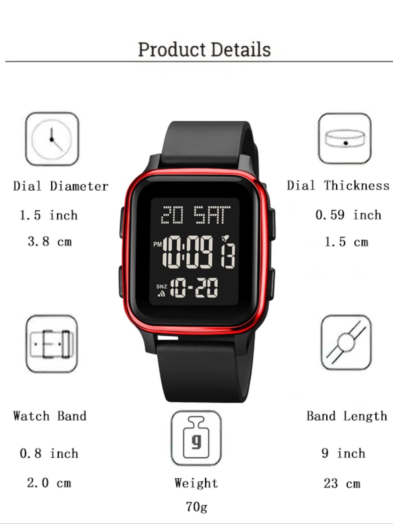 Men's Sporty Digital Watch, Fashionable Digital Watch with Date & Week Display, Waterproof & Sweat-proof Watch for Men for Daily Life, with Box