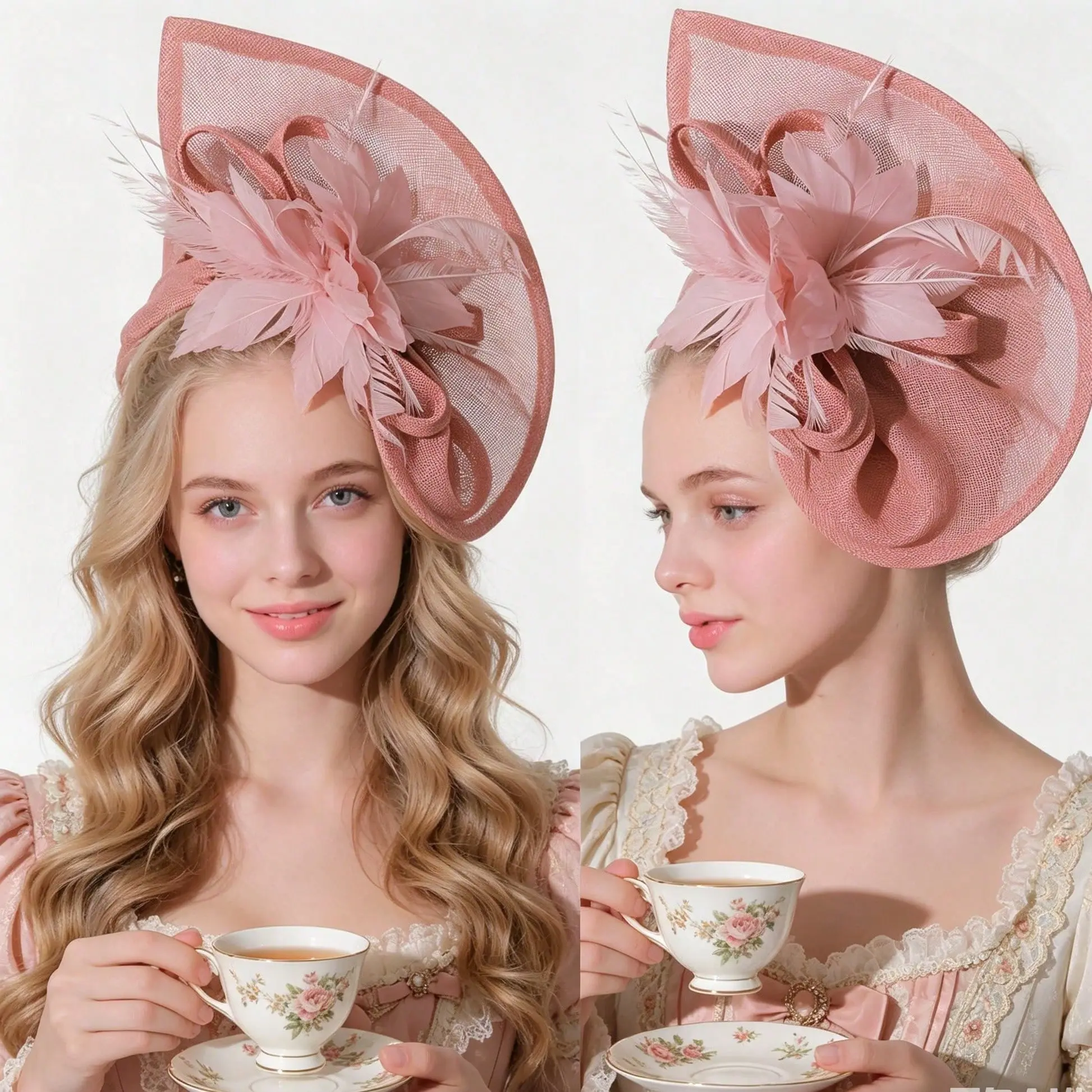 Women's Feather Bridal Hair Clip Fascinator Hat, Retro Mesh Yarn Elegant Party Headwear, Wedding Banquet Performance Formal Event Hair Accessories