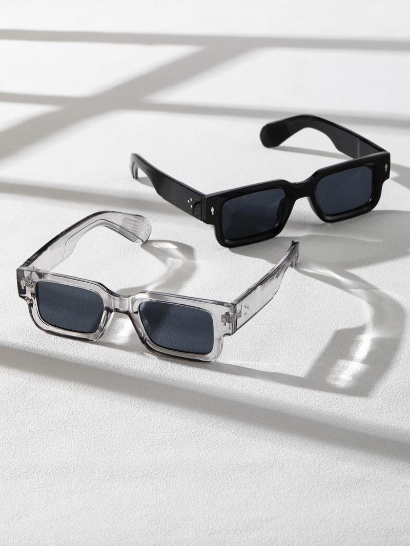 Square Frame Trendy Casual Sun Protective Sunglasses, His and Hers Gifts, Fall Outdoor Sun Protection Lightweight Durable Sunglasses for Women, Travel Essentials, Trendy Styling Sunglasses, Back To School High Quality Sunglasses, Modern Frames Sunglasses