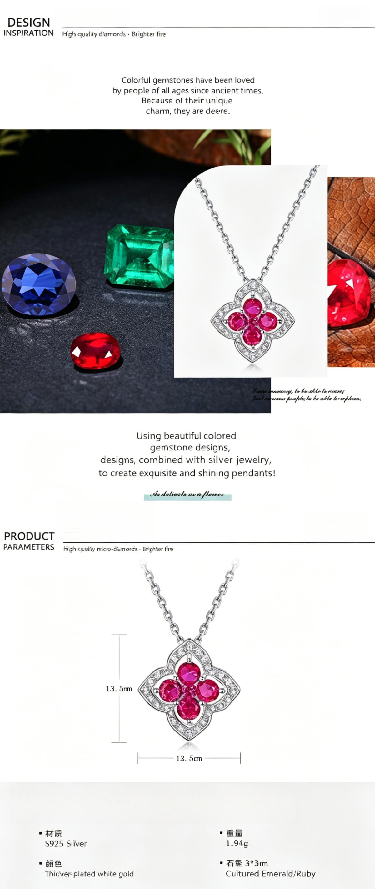 Dainty 925 Silver Clover Necklace with Lab Created Emerald, Timeless Luxury Pendant Necklace, Perfect Gift for Her, Everyday Wear Fine Jewelry#Emerald Necklace#CloverNecklace#925SterlingSilver#DaintyNecklace#LuxuryJewelry#GiftForHer