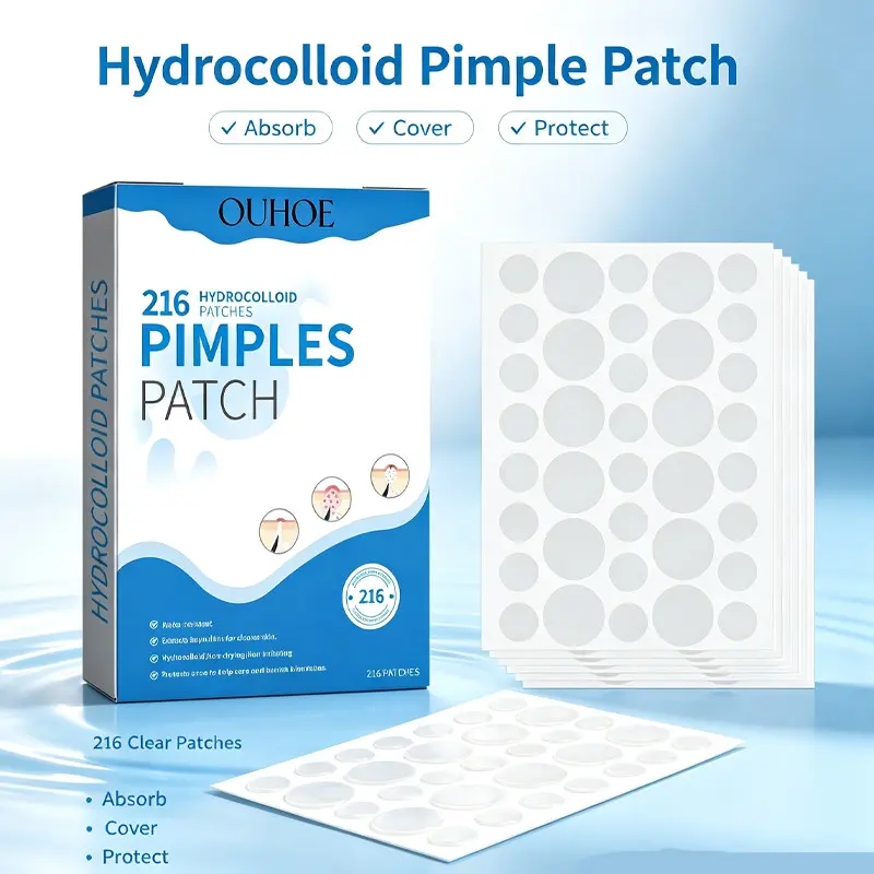 Blue Box Round Transparent Acne Concealer Patches, Contains Chrysanthemum Extract, Gentle Skin Cleansing, 216pcs