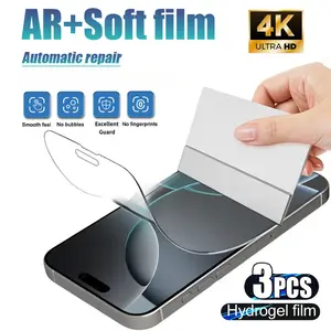 3pcs (hydrogel high-definition) ultra-high-definition hydrogel soft film, suitable for iPhone 13/14/15/16/17/Pro/ProMax/16Plus/16e series, self-healing hydrogel screen protector, flexible material, case-friendly, anti-fingerprint, ultra-thin and invisible