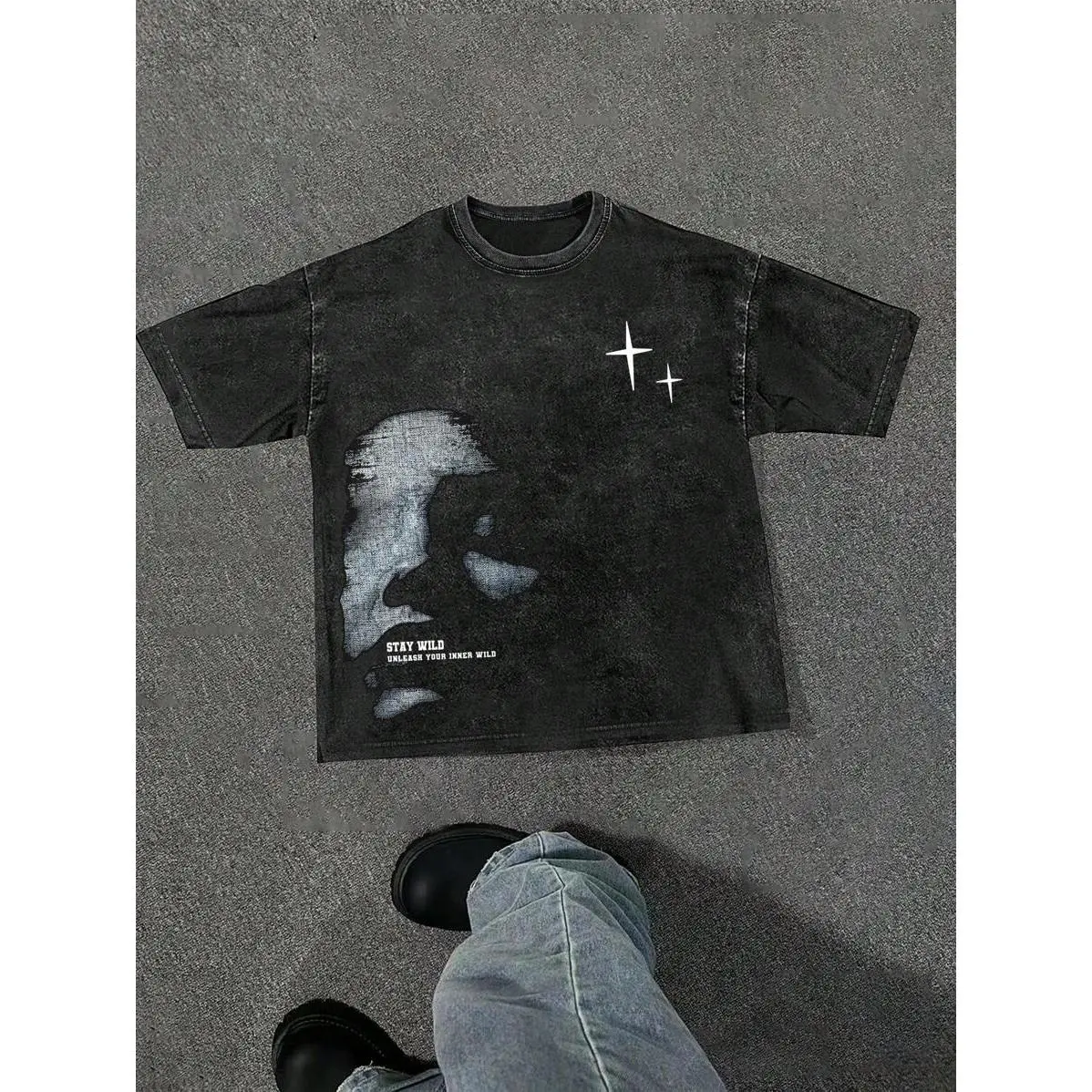 Manfinity EMRG Men Crew Neck Graphic Print Short Sleeve Casual T-Shirt, For Going Out, Boyfriend Gift