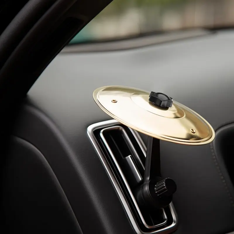 1 Piece Mini Drum Crash Cymbal Car Air Vent Easy Clip Mini Cymbal Music Enthusiast Compact Durable Suitable for All Types of Vehicles Car Accessories Easy to Install and Sturdy Gold/Silver