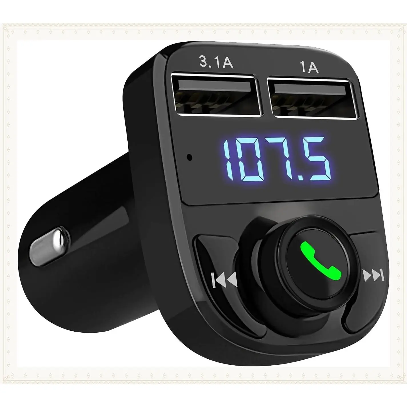 Bluetooth 5.3 FM Transmitter Car Adapter with Dual USB Charger, Hands-Free Calling, Music Streaming & GPS NavigationGift