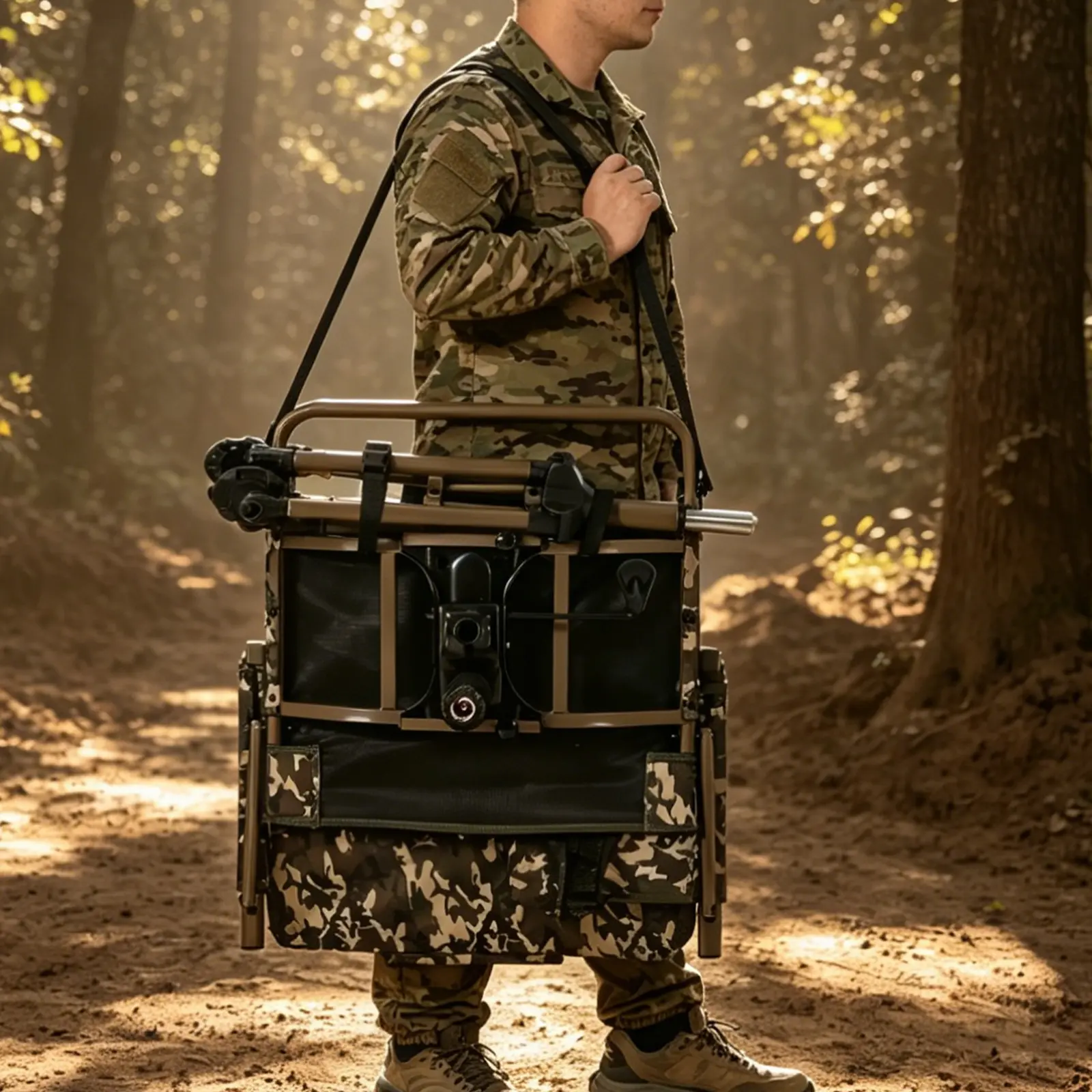 360° Swivel Hunting Stool, Folding Portable Ground Blind Chair 330LBS Capacity with Carrying Strap for Camping, Deer Hunting & Fishing