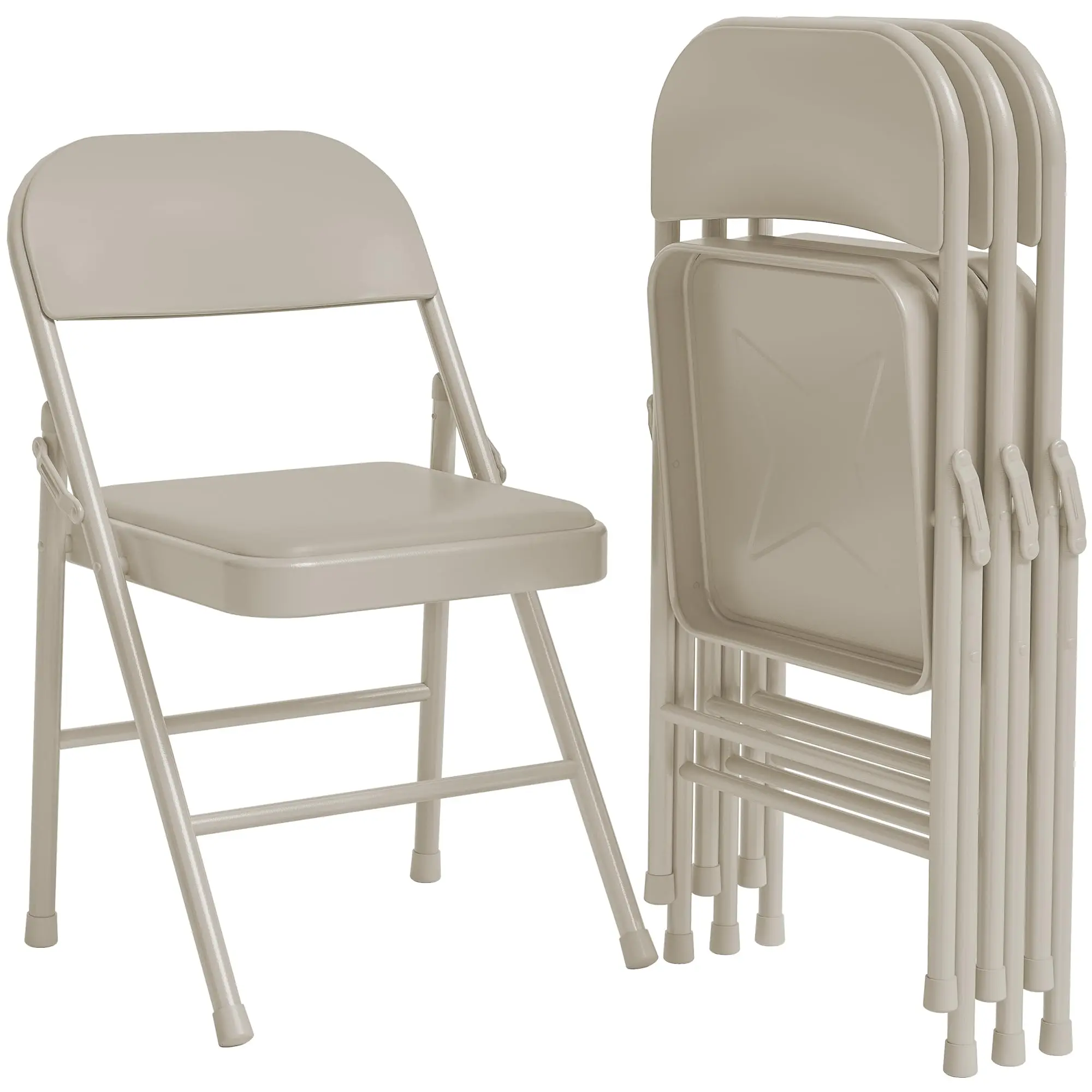 4 Pack Folding Chairs with Padded Cushions, Padded Foldable Chair Hold Up to 350 Pounds