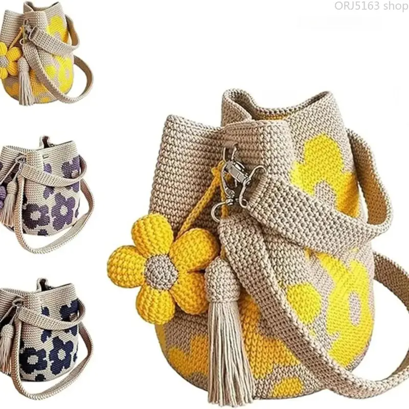 Handmade Crochet Tote Bag, Women's Bohemian Daisy Floral Shoulder Purse, High-Capacity Hollow Out Polyester Crossbody for Casual Summer Beach,Touch,Screen,Fleece Winter Set,elastic,fit,,wearable,tech,accessory,Touchscreen,Accessories,cool,gi,white,t,tail,