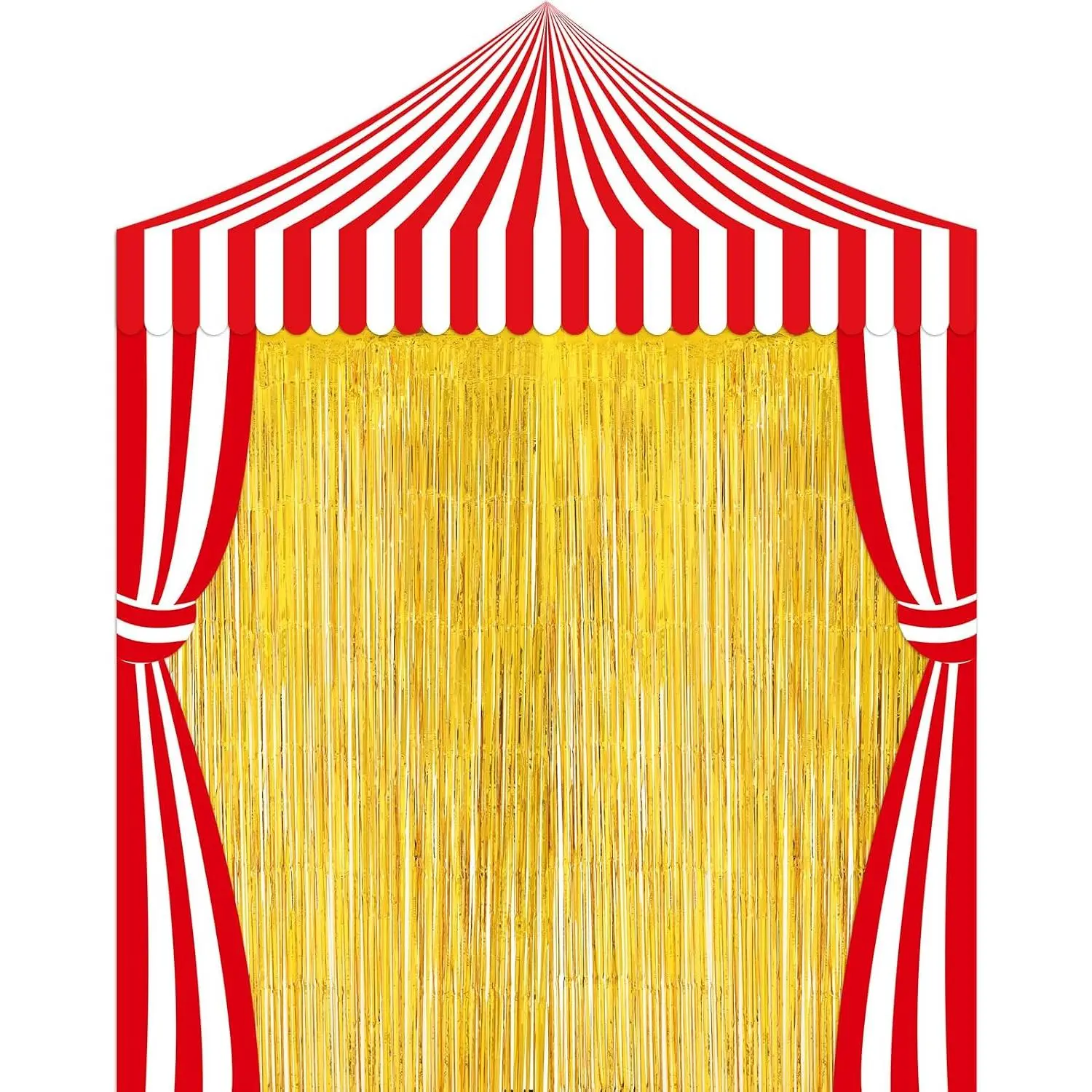 5 count Carnival Circus Decor Backdrop Circus Tent with Canopy Tinsel Fringe Curtain Backdrop for Clown Theme Birthday Carnival Party Supplies Photography Backgrounds Decorations()