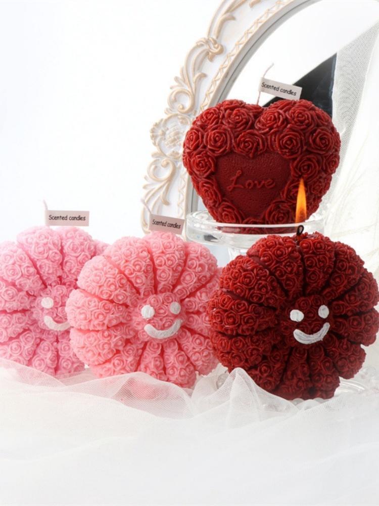 Beautiful Love Rainbow Roses Flowers Scented Candle Mother's Day Festival Romantic Wedding Supplies Birthday Elegant Gift