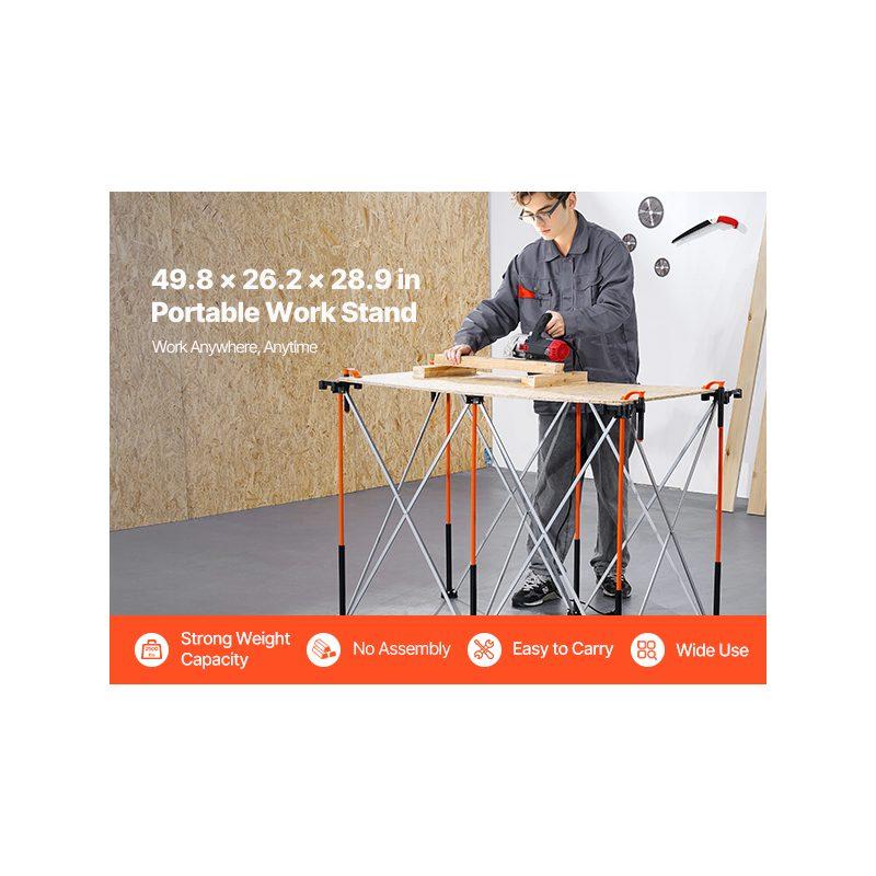 VEVOR Portable Folding Workstand, 4.15x 2.18 ft Collapsible Workbench, 2500 lbs Weight Capacity, No Assembly Foldable Work Stand with Storage Bag, Table Top NOT Included, for Garage Workshop Outdoor VEVOR Portable Folding Workstand, 4.15x 2.18 ft Collapsible Workbench, 2500 lbs Weight Capacity, No Assembly Foldable Work Stand with Storage Bag, Table Top NOT Included, for Garage Workshop Outdoor