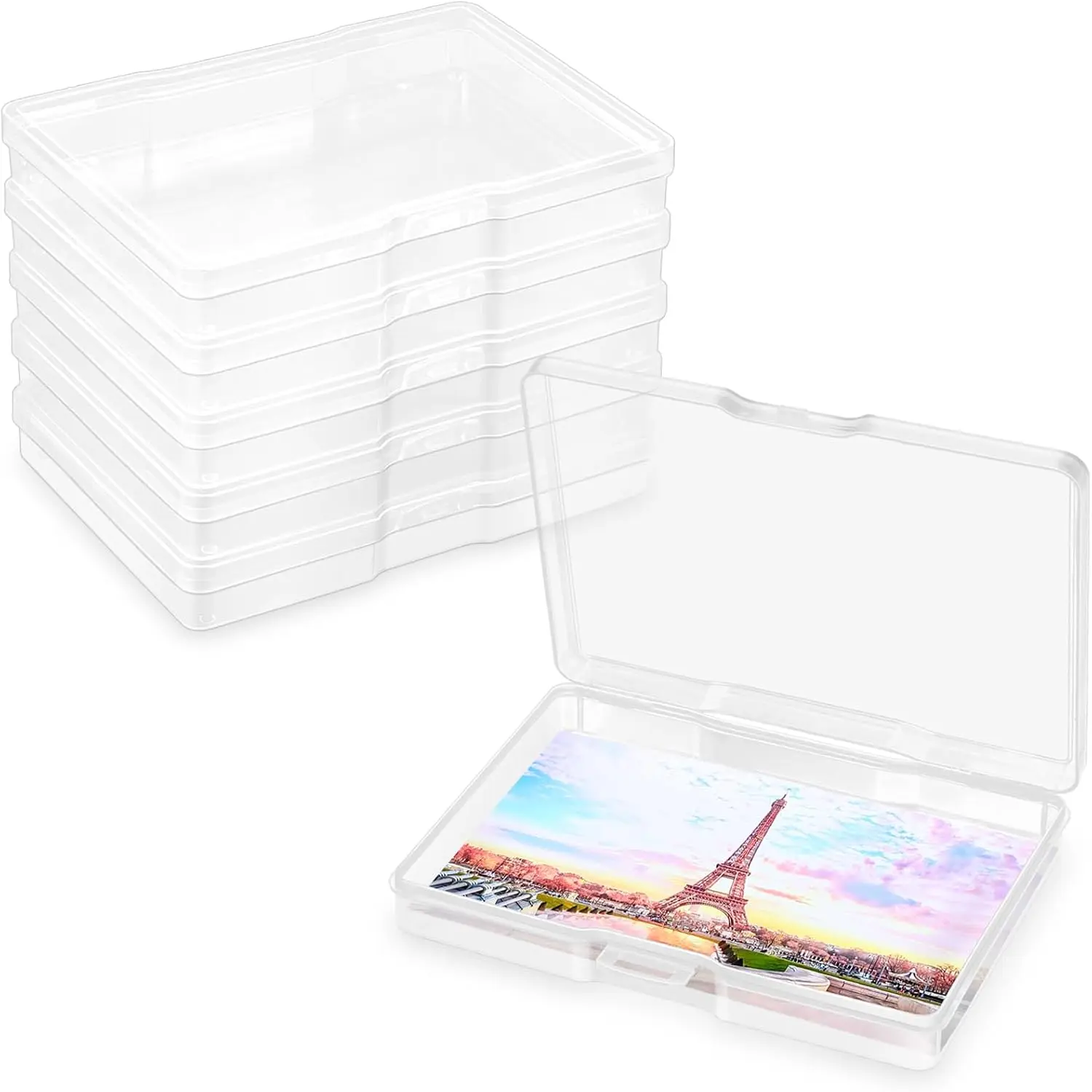 6 Pack Photo Storage Box 5 x 7 Inches, Photo Organizers and Storage | Clear, Acid-Free Photo Storage Container, Stackable Craft Keeper for Photos, Cards, , Scrapbooking, Office Supplies etc