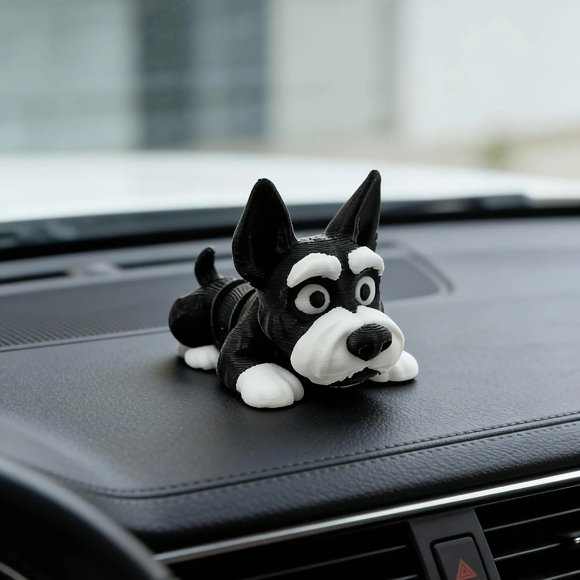 PLA Material 3D Printed Schnauzer Dog Figurine, Dog Toy, Super Cool Desktop Ornament Doll, Decorative Sculpture, Holiday Gift. Suitable for/Desktop Ornament/Computer Ornament/Home Decor/Mini Figurine/Car Interior Ornament. Perfect Ideal Gift for Men