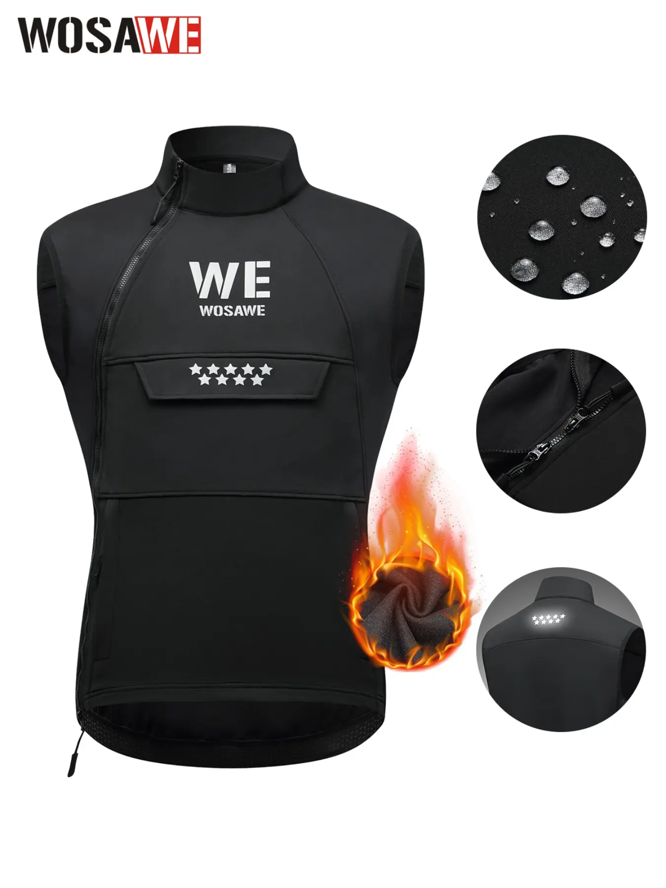 WOSAWE Unisex Retro Fleece Motorcycle Vest - Water-Repellent & High Visibility for Riding, Camping & Fishing, Motorcycle Gear