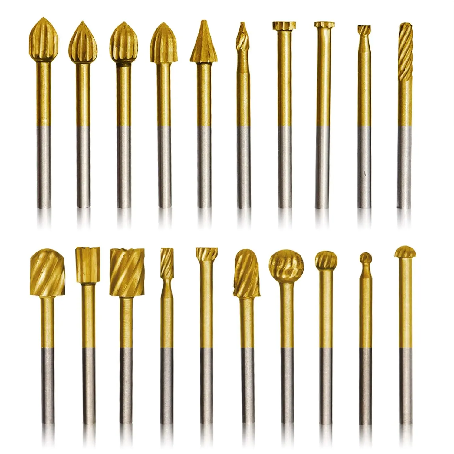 20 count Rotary Bits Burr Set with 1/8 inch Shank