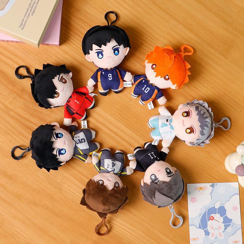 7pcs/set Haikyuu Volleyball Anime Plush Doll Shoyo Hinata Tobio Kageyama Tetsurou Kuroo Plush Pendant Keychain Collectible Model