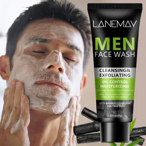 Men's facial cleanser Face Wash, containing bamboo charcoal and tea tree oil, cleanses and exfoliates, controls oil and moisturizes.  Bamboo charcoal provides deep cleansing, gently removing excess oil from pores, leaving skin looking refreshed.