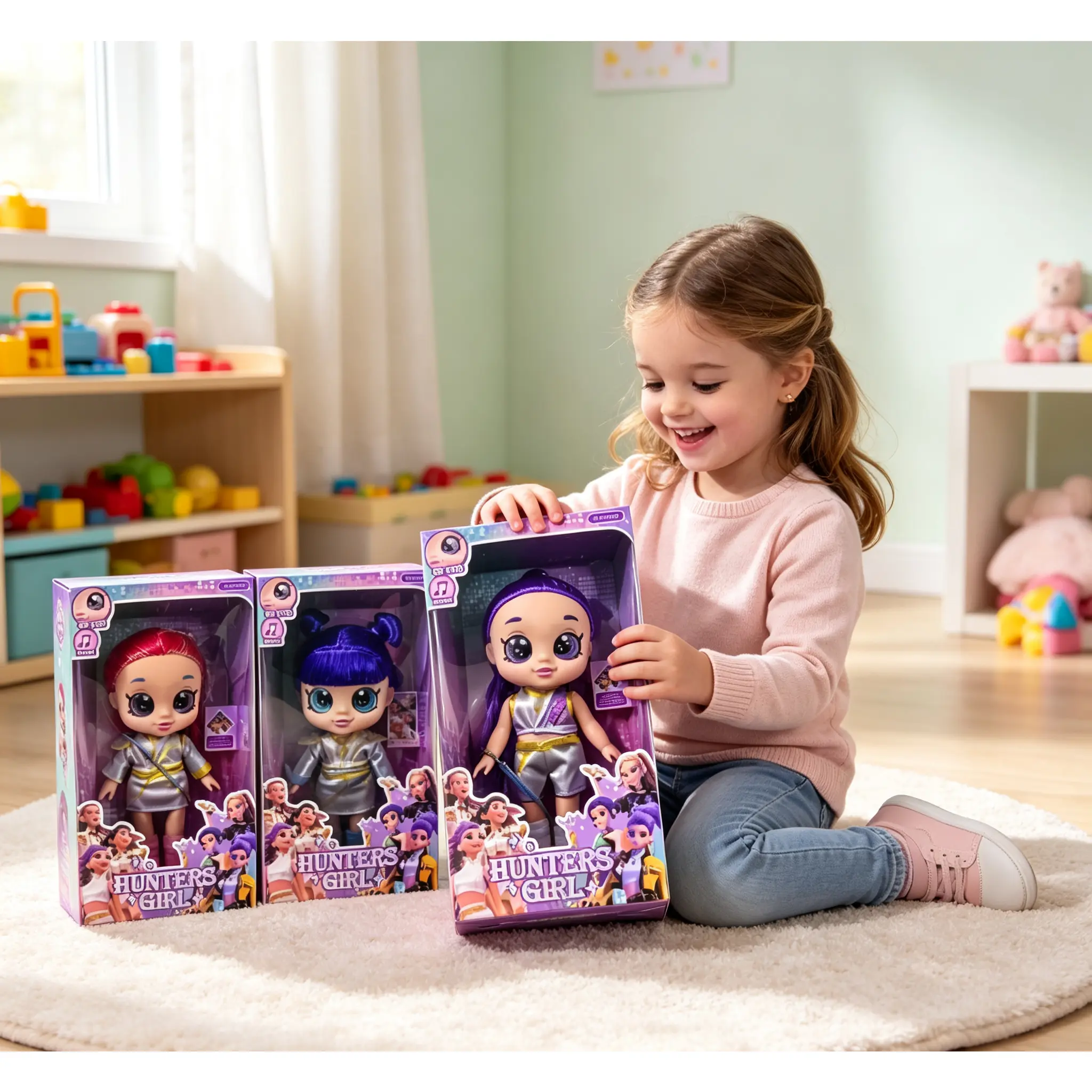 12-Inch Articulated Fashion Dolls 3-Pack, K-POP Witch Hunter Dolls, 5D Eyes Music Accessories, Movable Toy Gift for Teens & Collectors Ages 14+