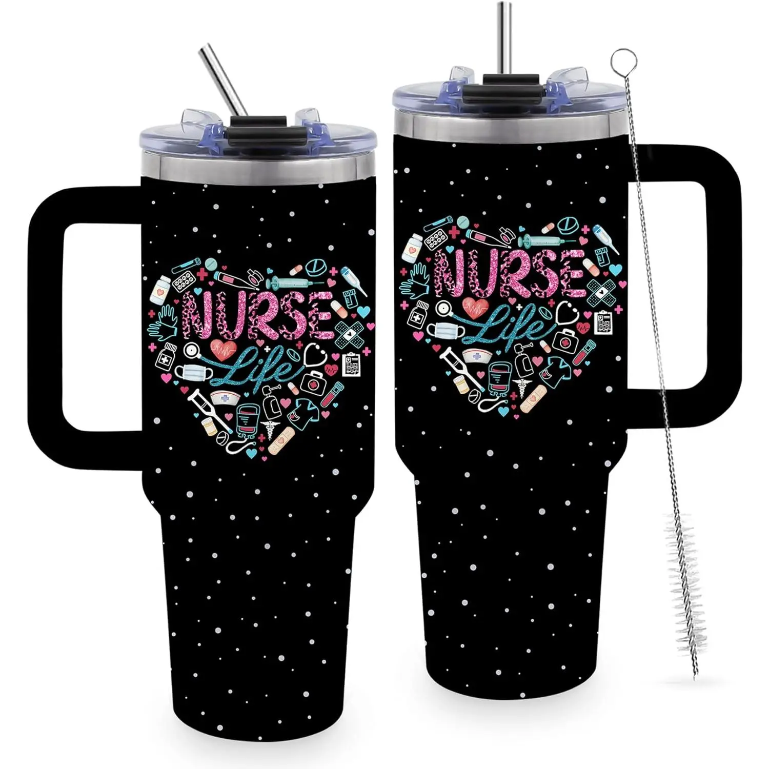 Nurse Tumbler Gifts for Women, 40oz Tumbler with Handle and Straw, Appreciation Gifts for Female Nurses, Nursing Gift for Birthday, Nurse Week