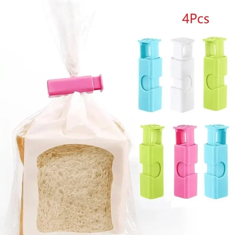 4pcs Multi-Purpose Bread Sealing Clips - Lock & Press Type For Food Preservation & Kitchen Storage