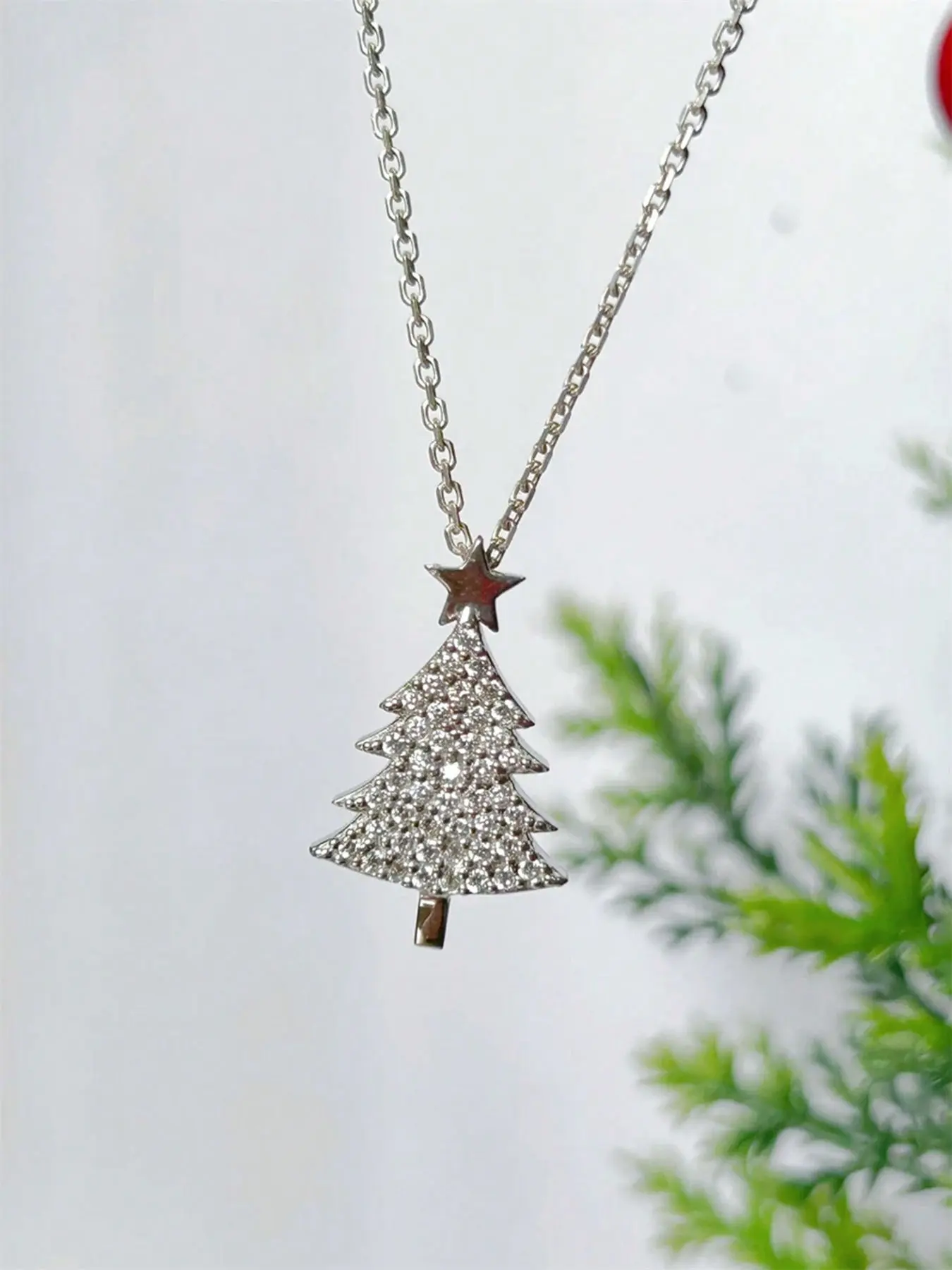 1 Pc Pretty Christmas Tree Cubic Zirconia Necklace Pendant For Women For Christmas Day Gift Wedding Engagement Anniversary Party Jewelry