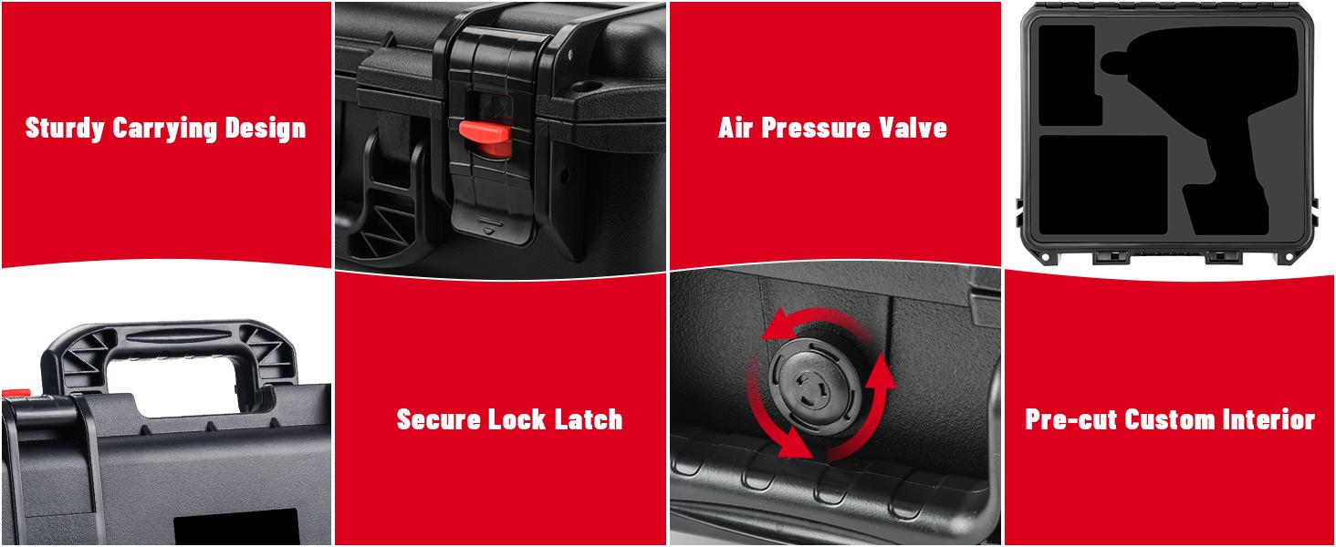 Case for M18 Impact and Torque Wrench - Waterproof Hard Tool Box for Milwaukee Set, Power Tool Combo Kit Bag for 18V 20V 2/1 3/4 3/8 Cordless Torque Wrenches/Battery (Case Only)