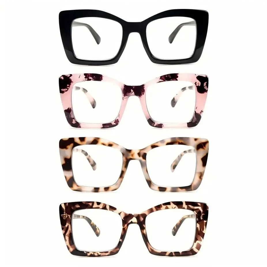 Women's Home Office Reading Glasses, Reading Eyeglasses, Thick Frame Cat Eye Reader, Blue Light Blocking, Screen Glare Protection, Long Reading Comfort