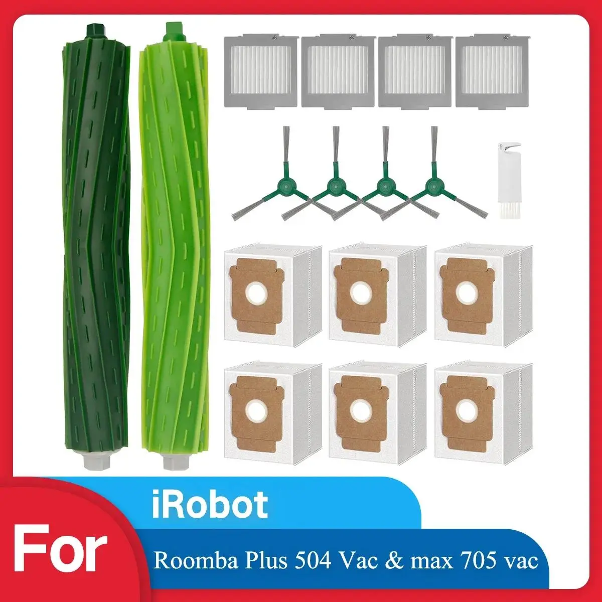 Accessories Kit for iRobot roomba Plus 504 Vac & max 705 vac Vacuum Cleaner, Replacement Parts with Dust Bags Filters Side Brush