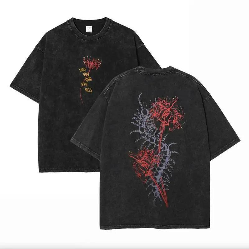 Tokyo Ghoul Ken Kaneki Red Eye King Ghoul Flower Anime Acid Washed Vintage Cotton Tee Unisex Graphic T Shirt 90s Retro Casual Streetwear Hoodie Soft Lightweight Top For Adult Men Women Couple Outfit Anime Fan Gift Daily Fashion Wear