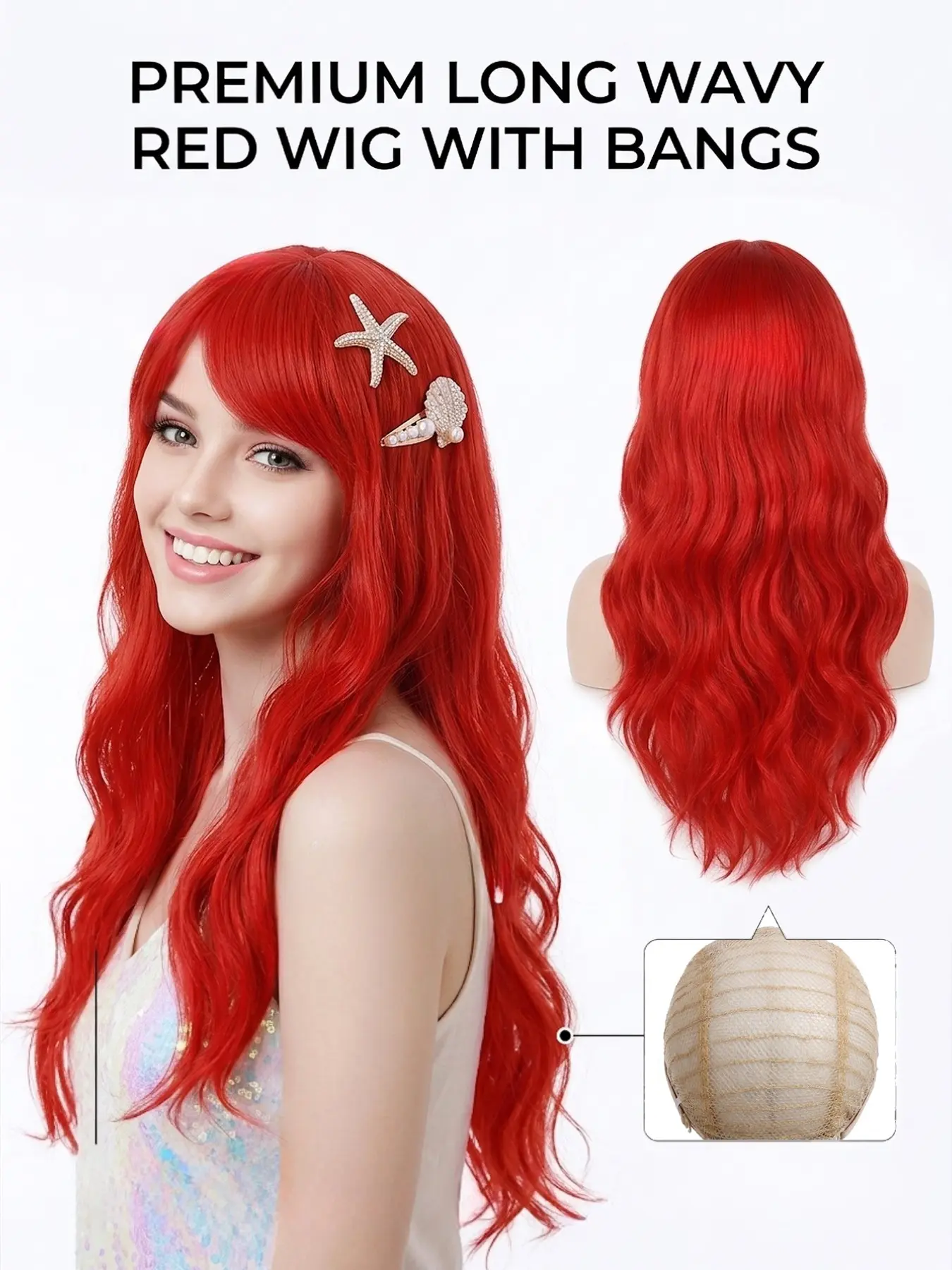 Bright Mermaid Long Straight Synthetic Fiber Wig, Perfect for Photoshoots, Parties, Cosplay, Stage Performances, Holiday Decorations