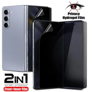 2 in 1 Anti Spy Privacy Hydrogel Screen Protector for Samsung Galaxy Z Fold 7/6/5 5G, Front Outer & Inner Foldable Anti-Peep TPU Film, Self-Healing, Sensitive Touch, HD Clear 25° Anti-Spy Filter, Bubble Free Easy Installation