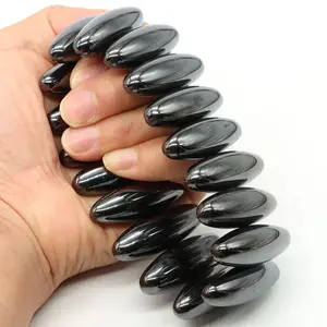 Natural Hematite Magnetic Rugby Ball Tumbled Stones Therapy Health Care Oval Magnet Beads Healing Energy Gemstone Board Game Toy,stress ball,slime