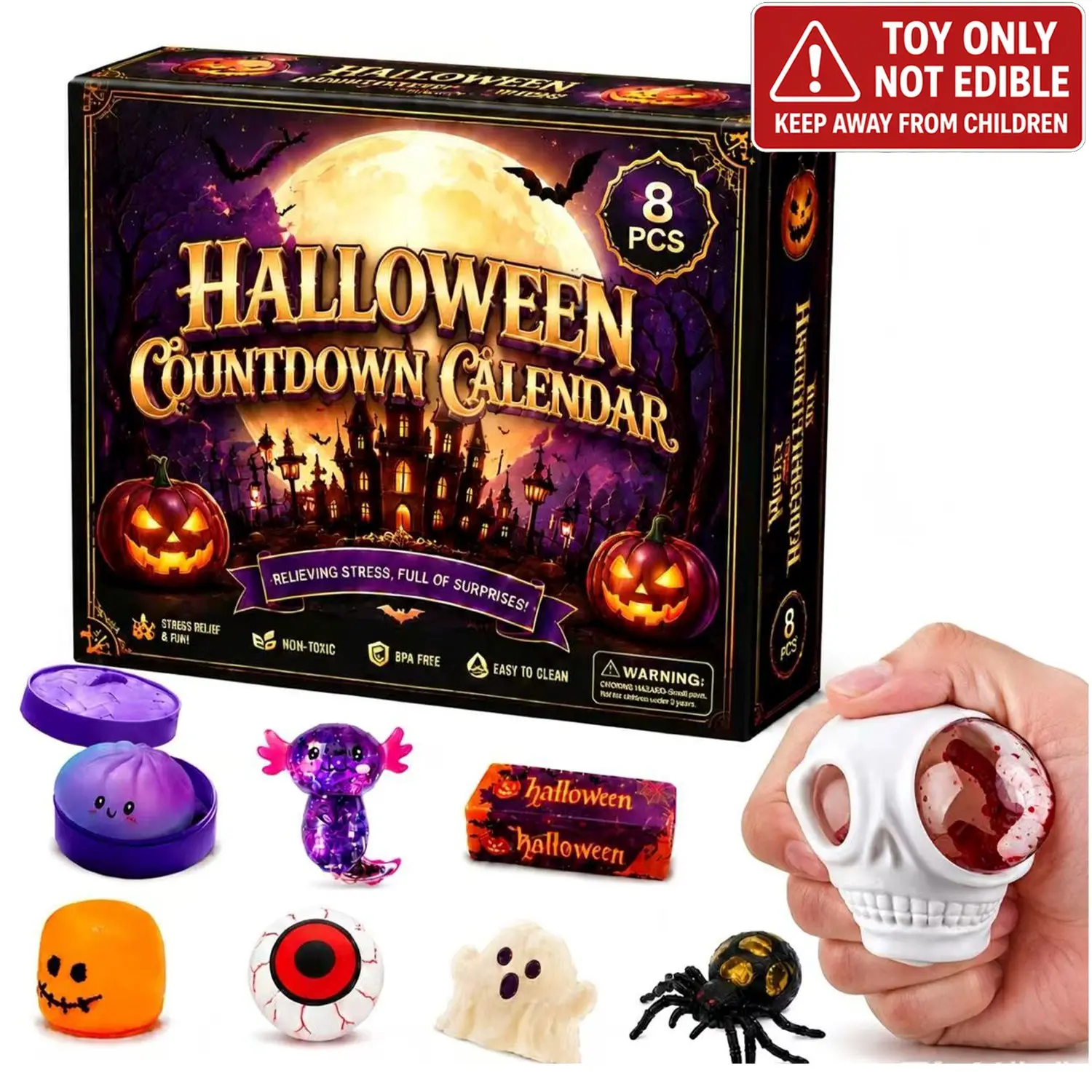 Halloween Special Edition 2026 Stress Relief Toy, Ghost Countdown Mallow Squeeze Fun, Sensory Relaxation Blind Box, Various Styles