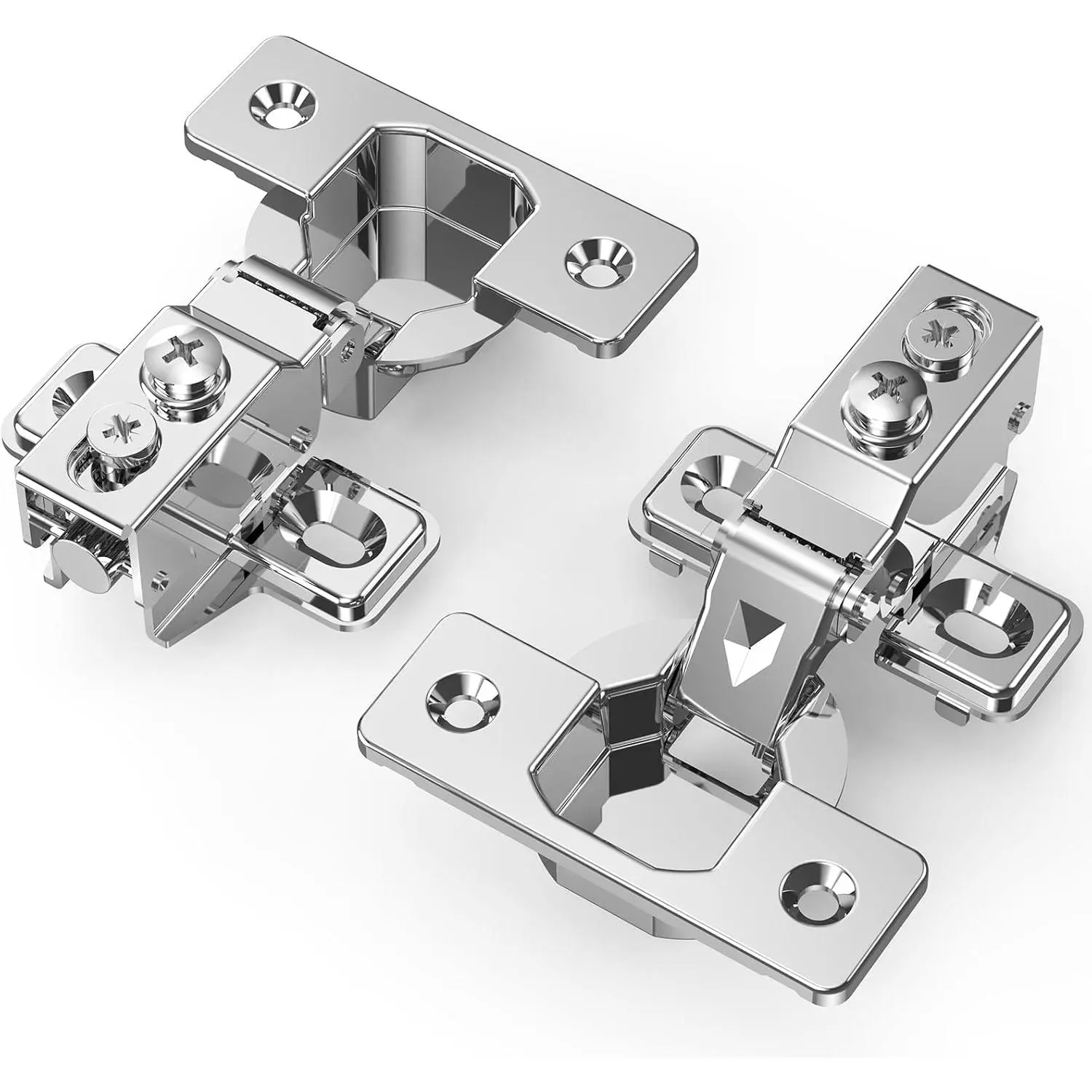Soft-closing face frame and frameless hinges, stainless steel silent 3D hidden kitchen door hinges, 105° Slow and smooth hardware replacement, automatic closing hidden design, satin nickel color