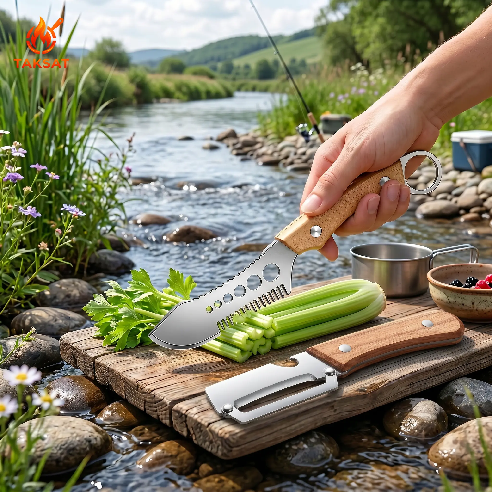 2pcs 2-in-1 Kitchen Cutters, Kitchen Peeler Tool for Fruits & Veggie, Stainless Steel Vegetable Peeler with Wooden Handle, Ergonomic Non-slip Design for Comfortable Grip, Fish scale scraper, Vegetable Peeler for Kitchen and Camping