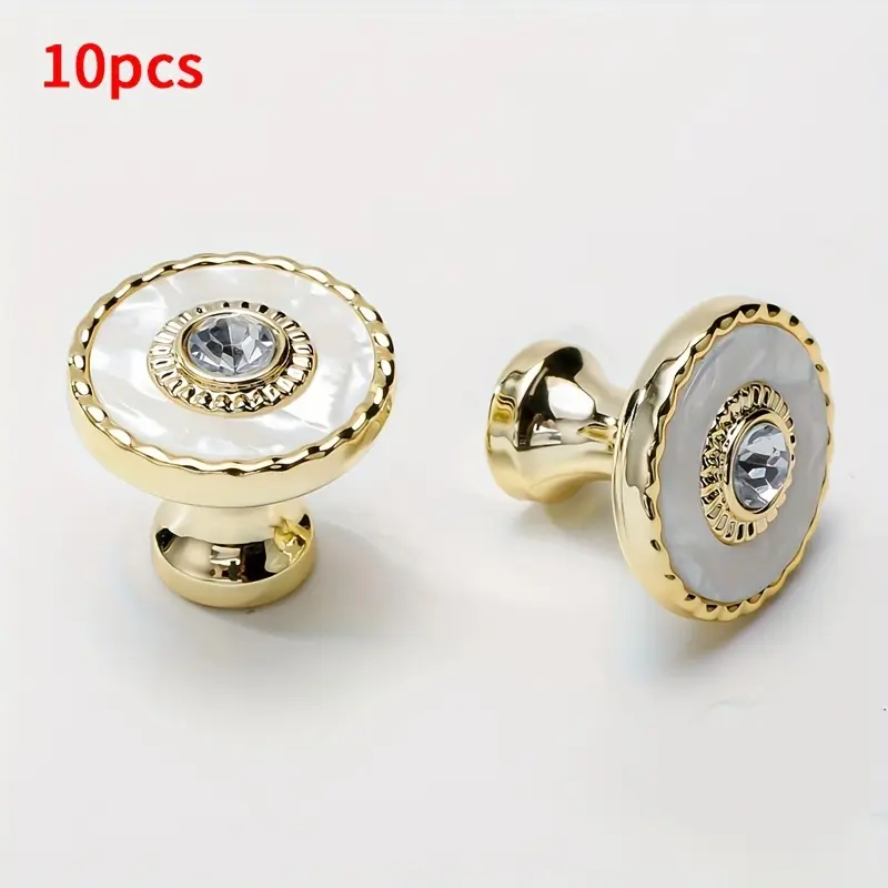 10pcs Crystal Cabinet Knobs with Polished Metal Finish - Luxury Modern Bar Style Pulls for Cabinets with Lock and Key Included - Versatile Usage for Home and Office