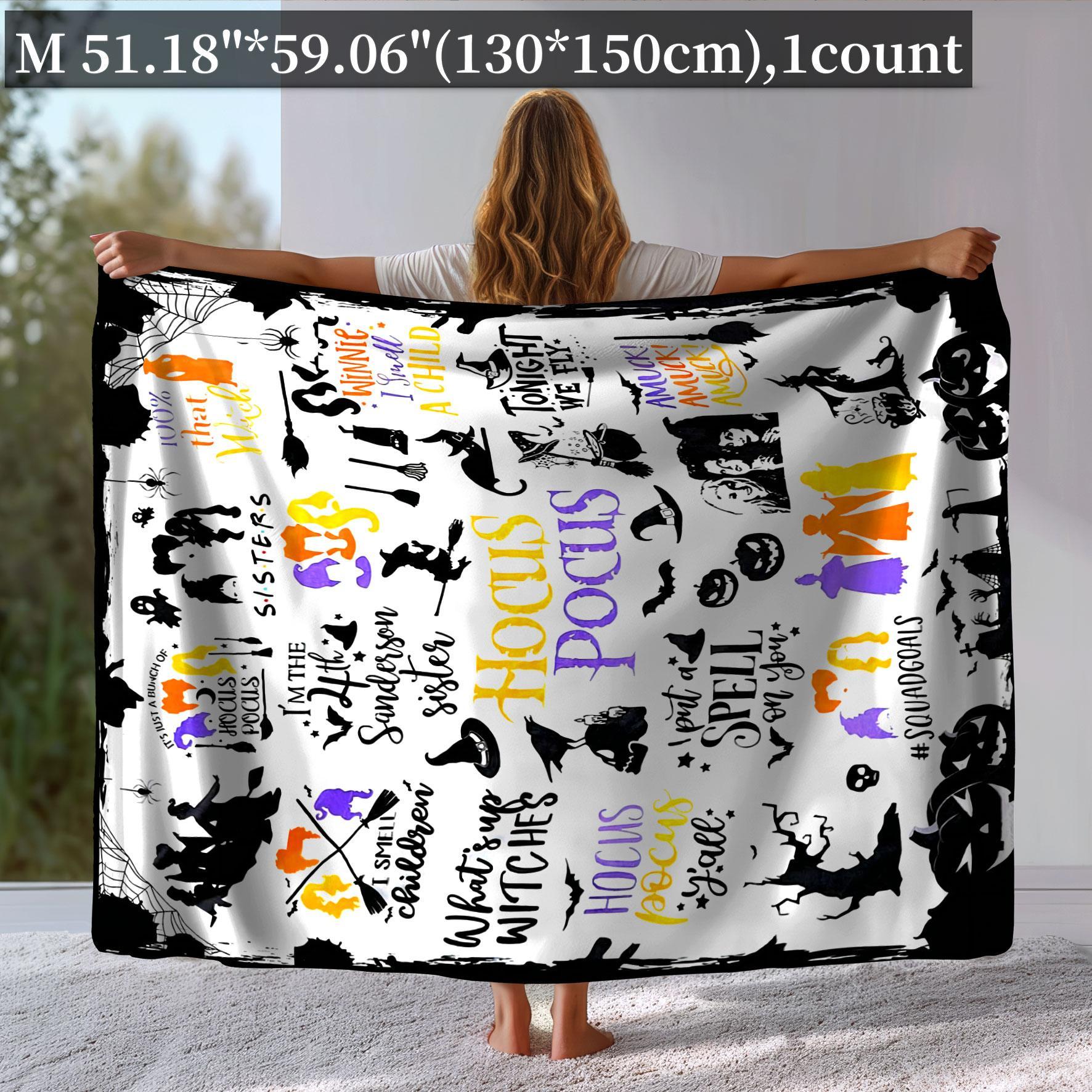 Cartoon Themed Warm Nap Blanket, 1 Count Soft Throw Blanket, Air-conditioned Room Blanket for Home Office Travel Camping, Bedroom Decor, Christmas Gifts, Christmas Decorations, Halloween