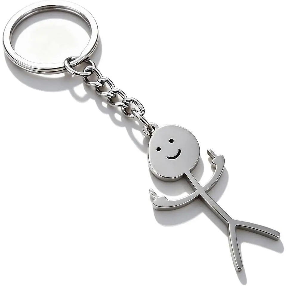 Funny Middle Finger Doodle Keychain Pendant Keyring, Stainless Steel Long Distance Friendship Jewelry Gift for Men WomenGift