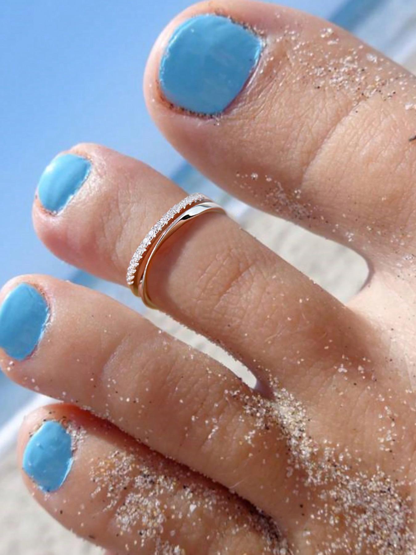 S925 Sterling Silver Twist  Adjustable Artificial Zircon Toe Ring, Fashion Jewelry for Women & Girls, Trendy All-match & Exquisite Jewelry for Birthday Gift