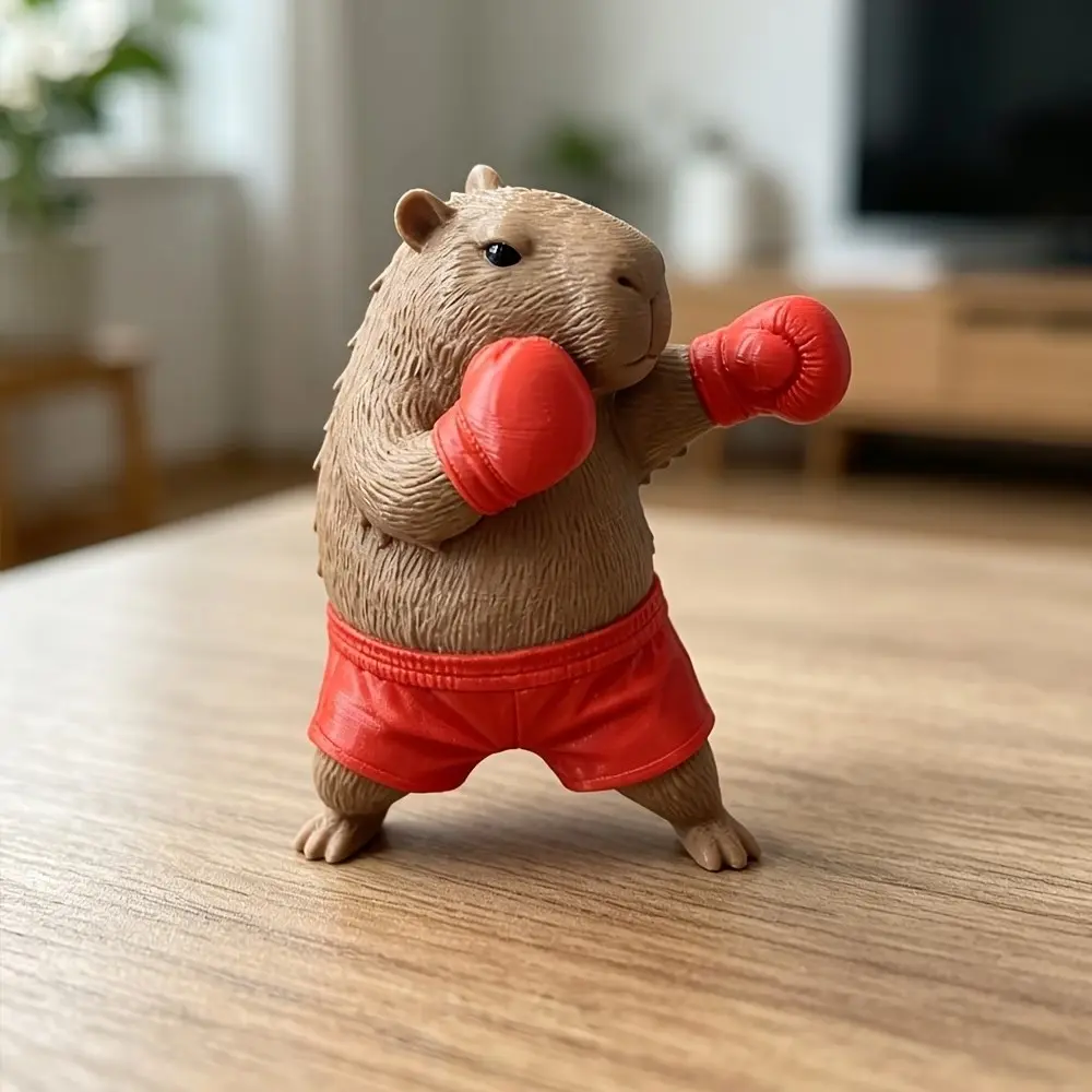 Standing Boxing Capybara Collectible Statue, Decor for Home Office & Car Dashboard, Versatile Ornament Gift for All Year