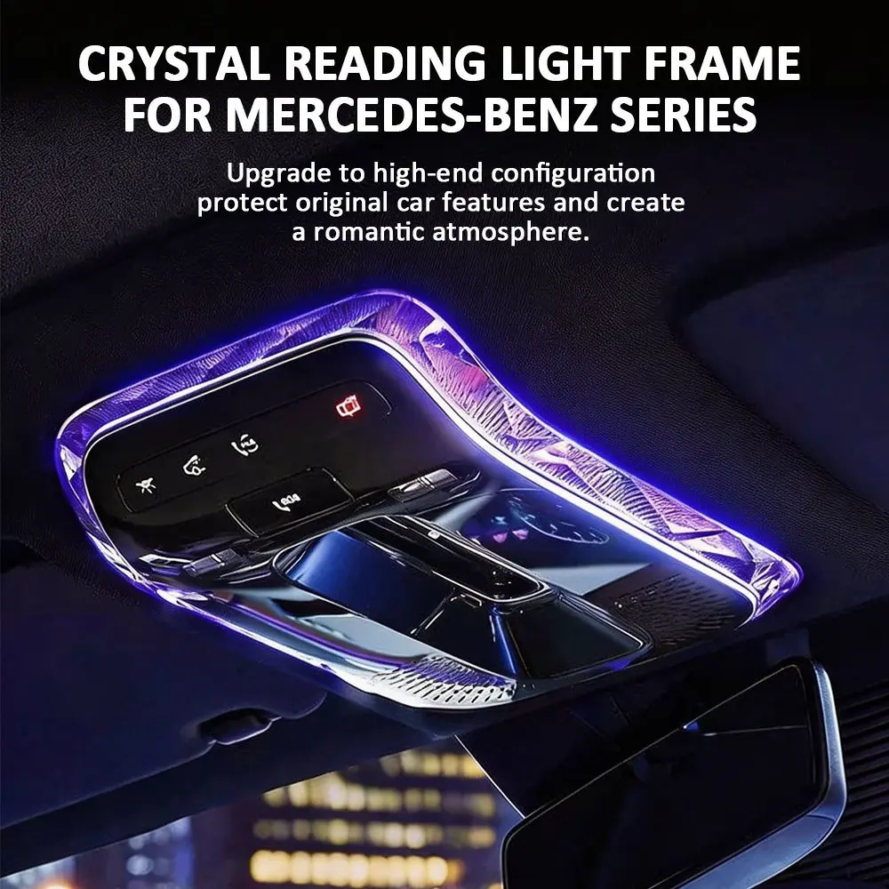 Crystal Reading Light Frame Car Interior Decal Sticker for Mercedes C-Class, Glc-Class, E-Class W206, X254, W214, Interior Modification Accessories
