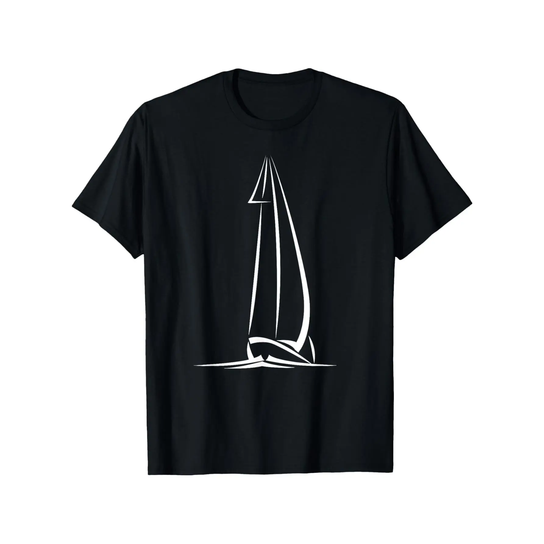 Men's Casual T-Shirt with Sailor Sailboat Line Drawing Graphic, 100% Cotton Short Sleeve Crew Neck Regular Fit Top