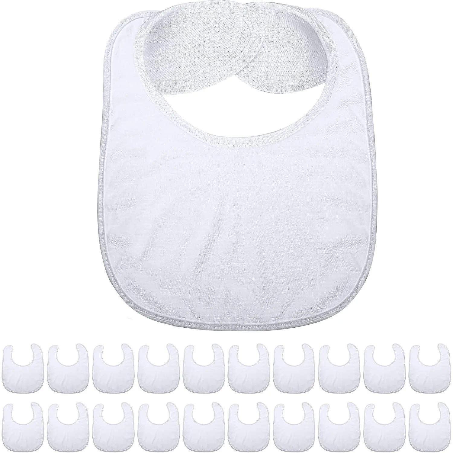 20 Pieces Sublimation Blanks White Bibs  Baby Decorating Washable Reusable Fabric Bibs